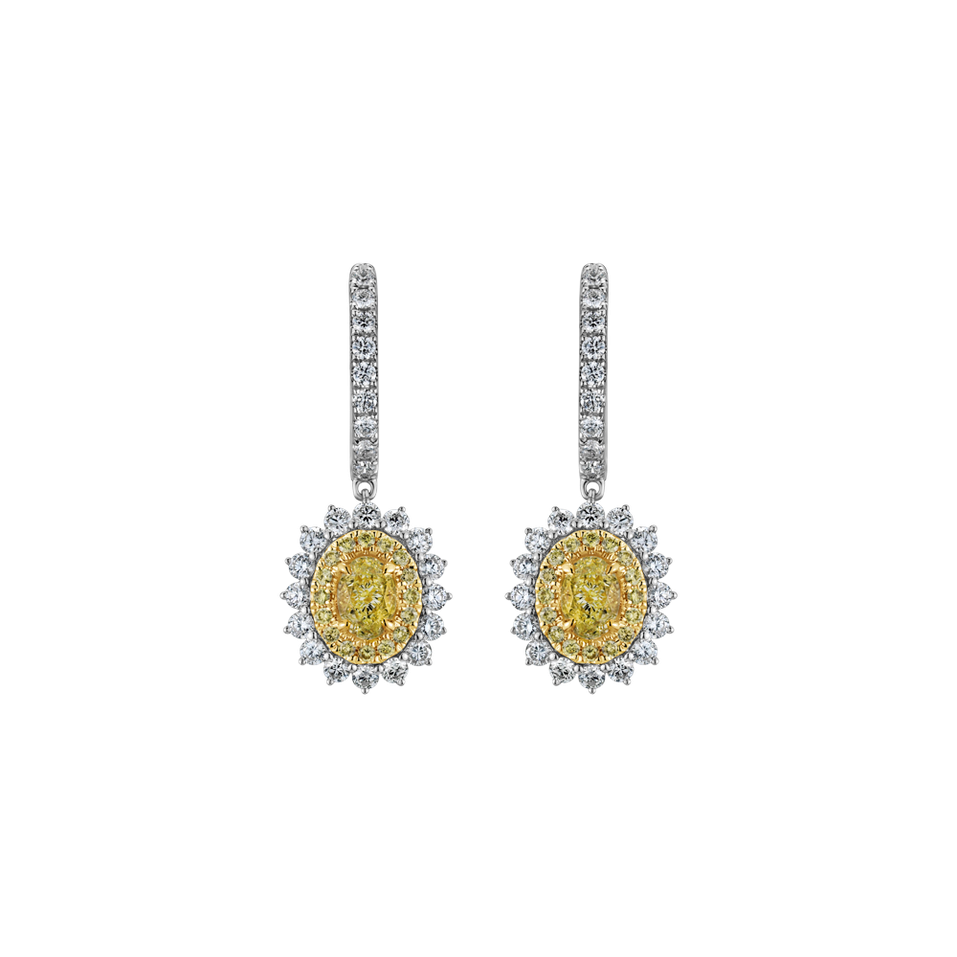 Earrings with yellow and white diamonds Glory Rays