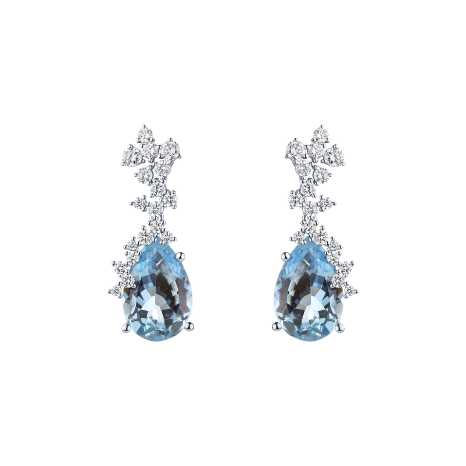 Diamond earrings with Aquamarine Frozen Tears