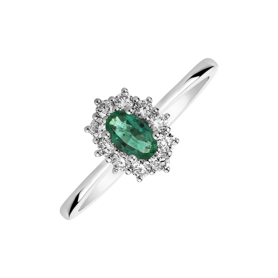 Diamond ring with Emerald Princess Joy