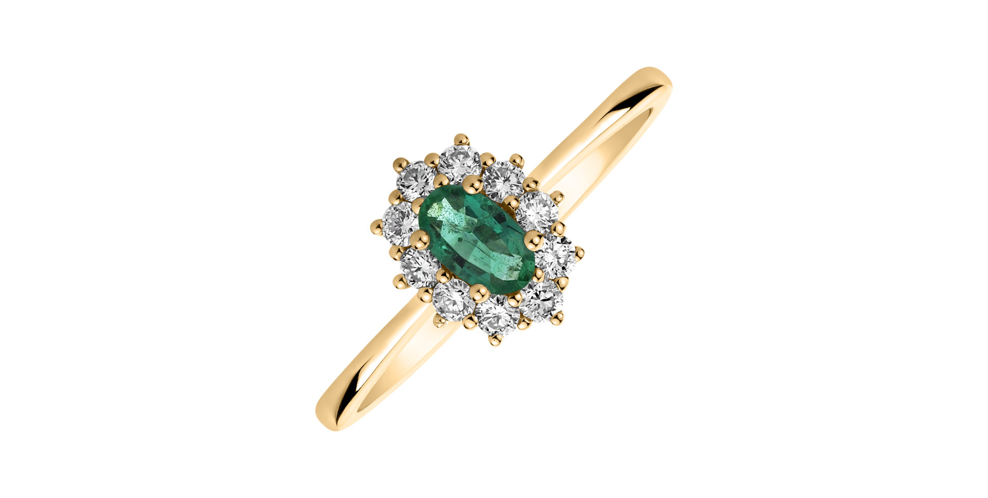 Diamond ring with Emerald Princess