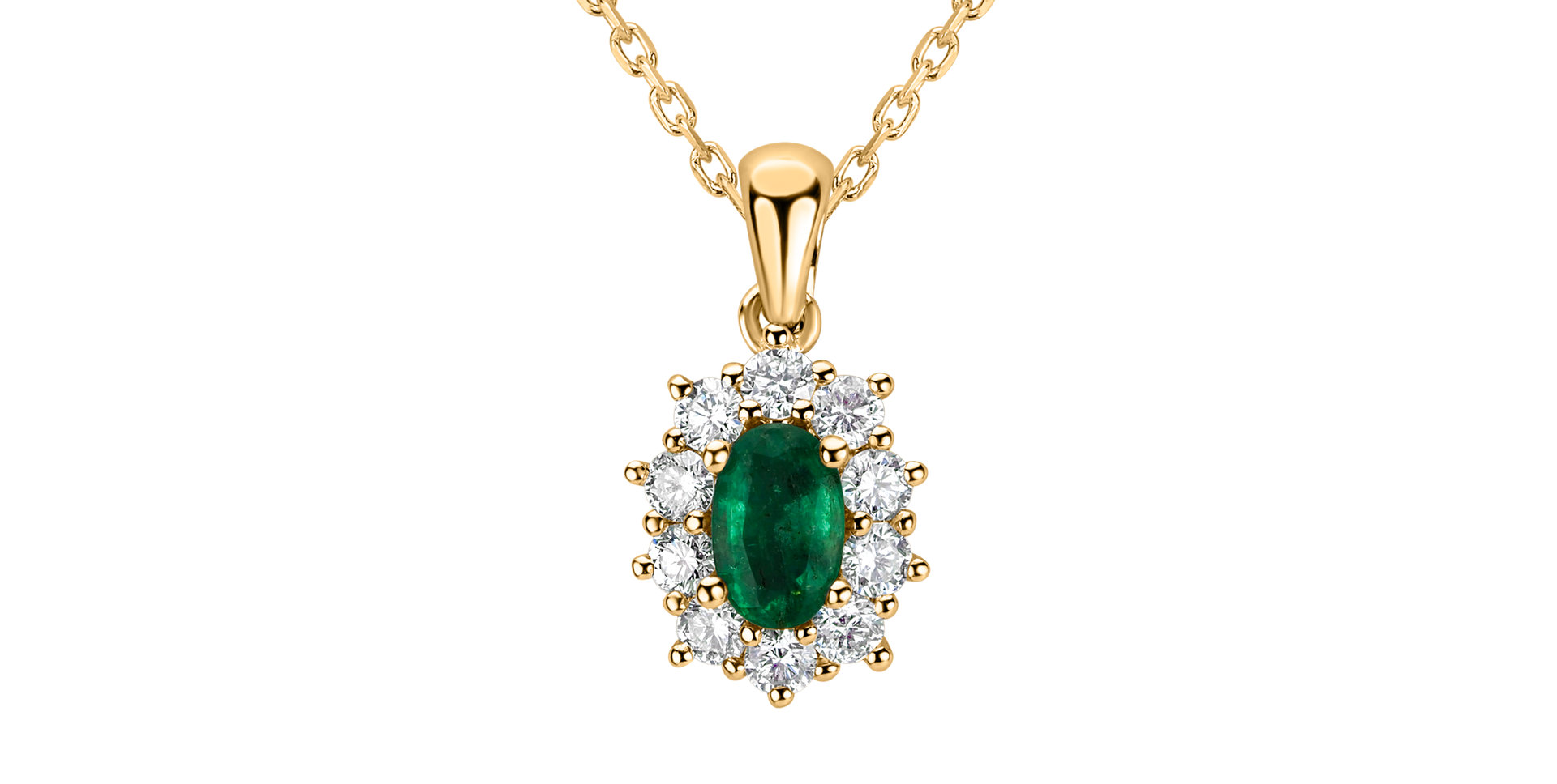 Diamond pendant with Emerald Princess