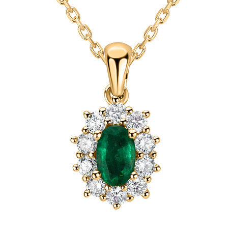 Diamond pendant with Emerald Princess