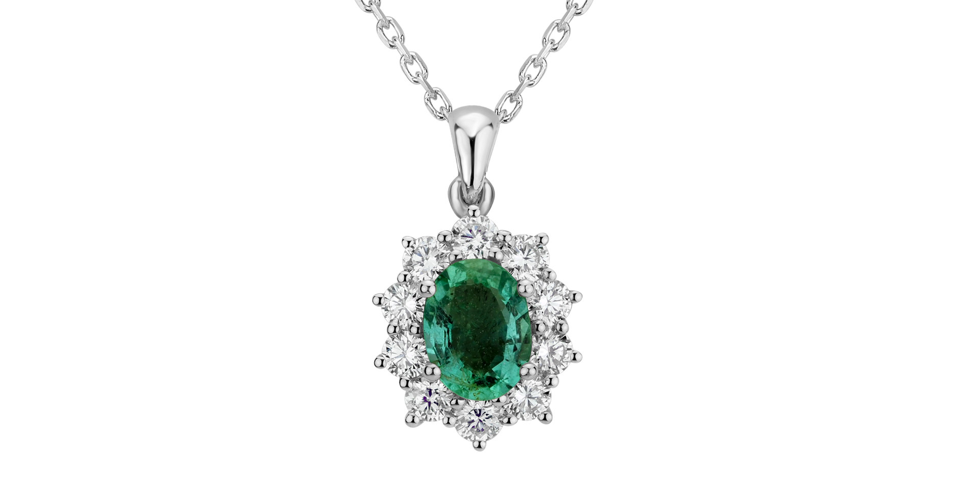 Diamond pendant with Emerald Princess