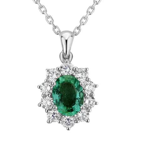 Diamond pendant with Emerald Princess