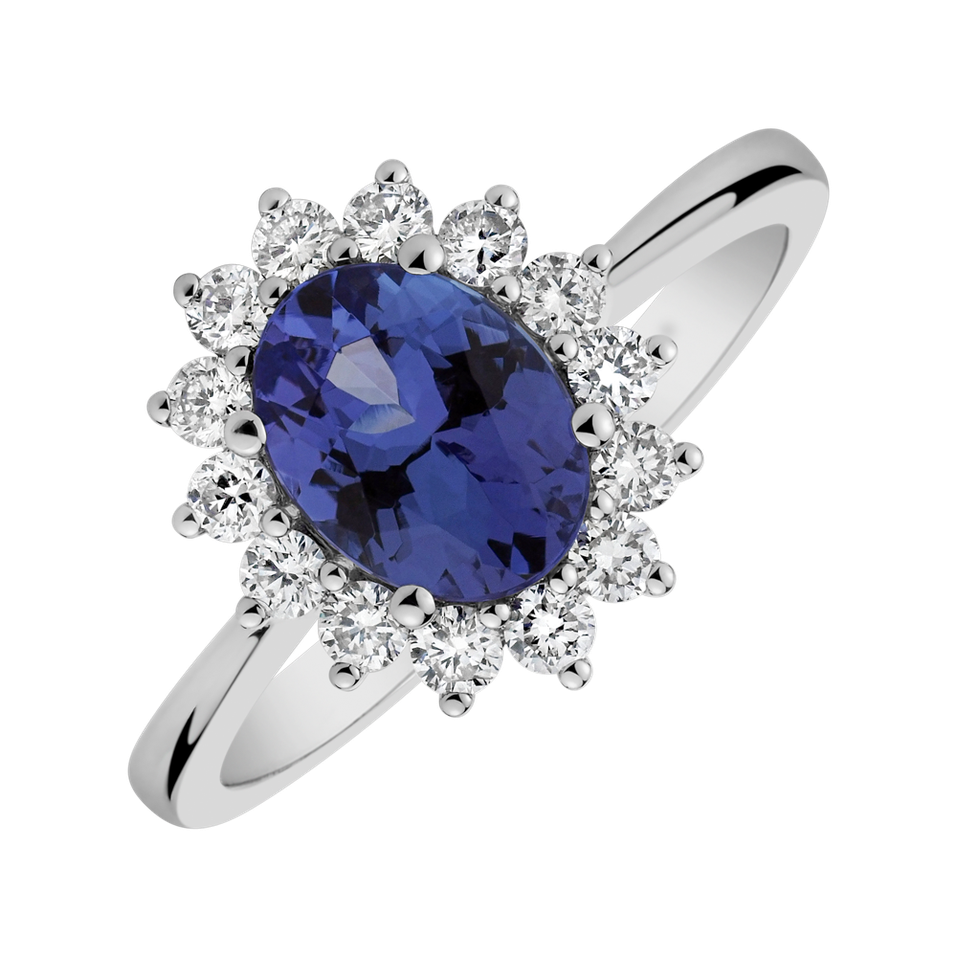 Diamond ring with Tanzanite Princess