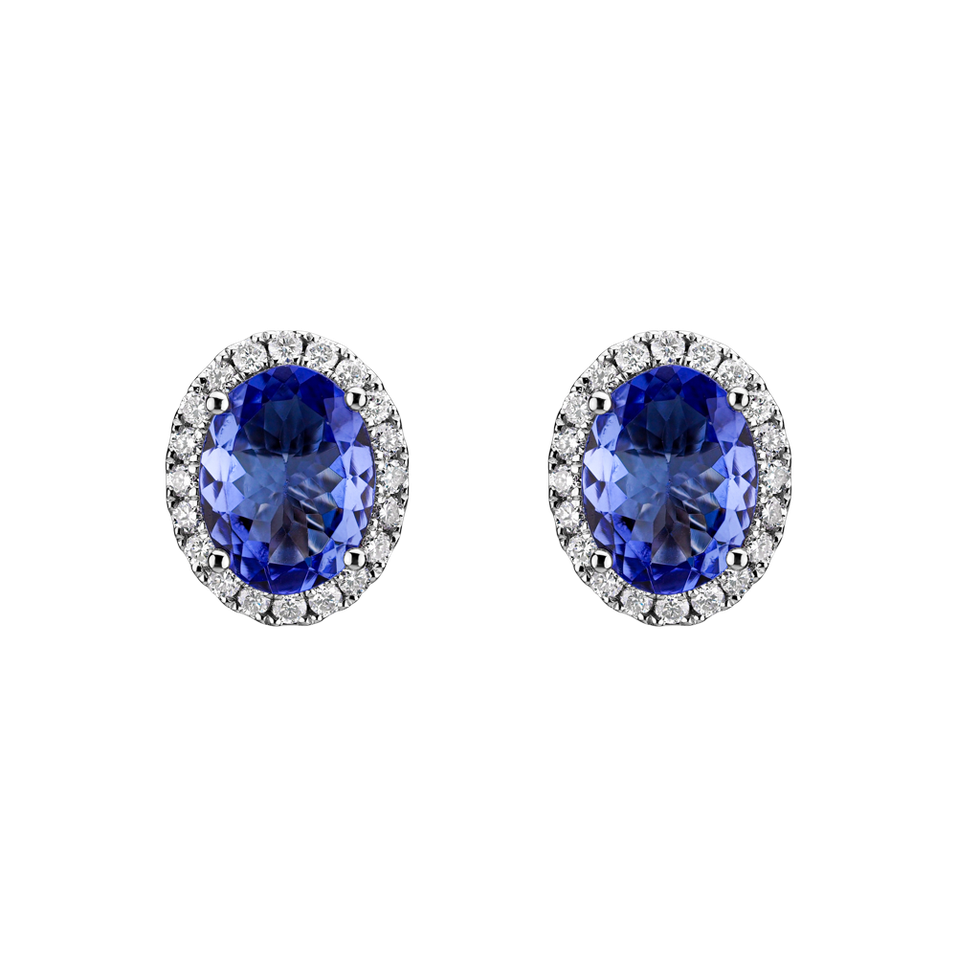 Diamond earrings with Tanzanite Princess