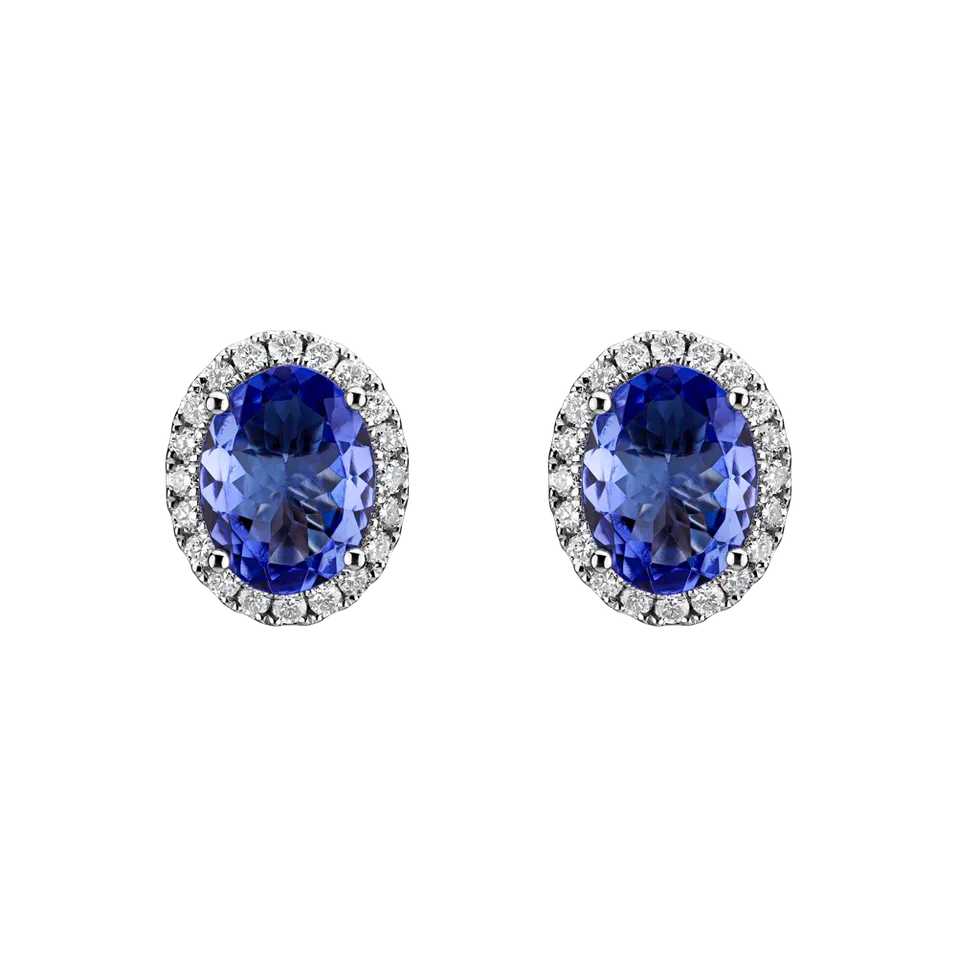 Diamond earrings with Tanzanite Princess