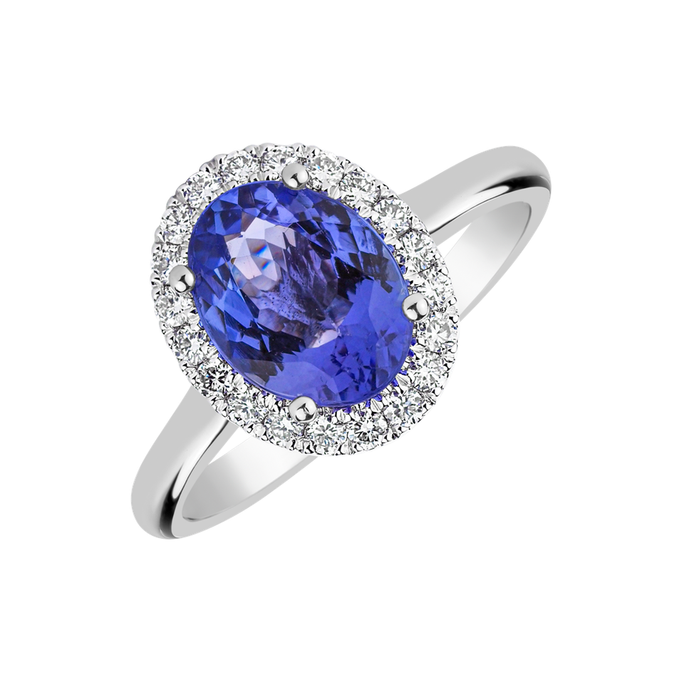 Diamond ring with Tanzanite Princess Wish