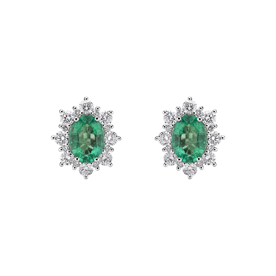Diamond earrings with Emerald Royal Aurora