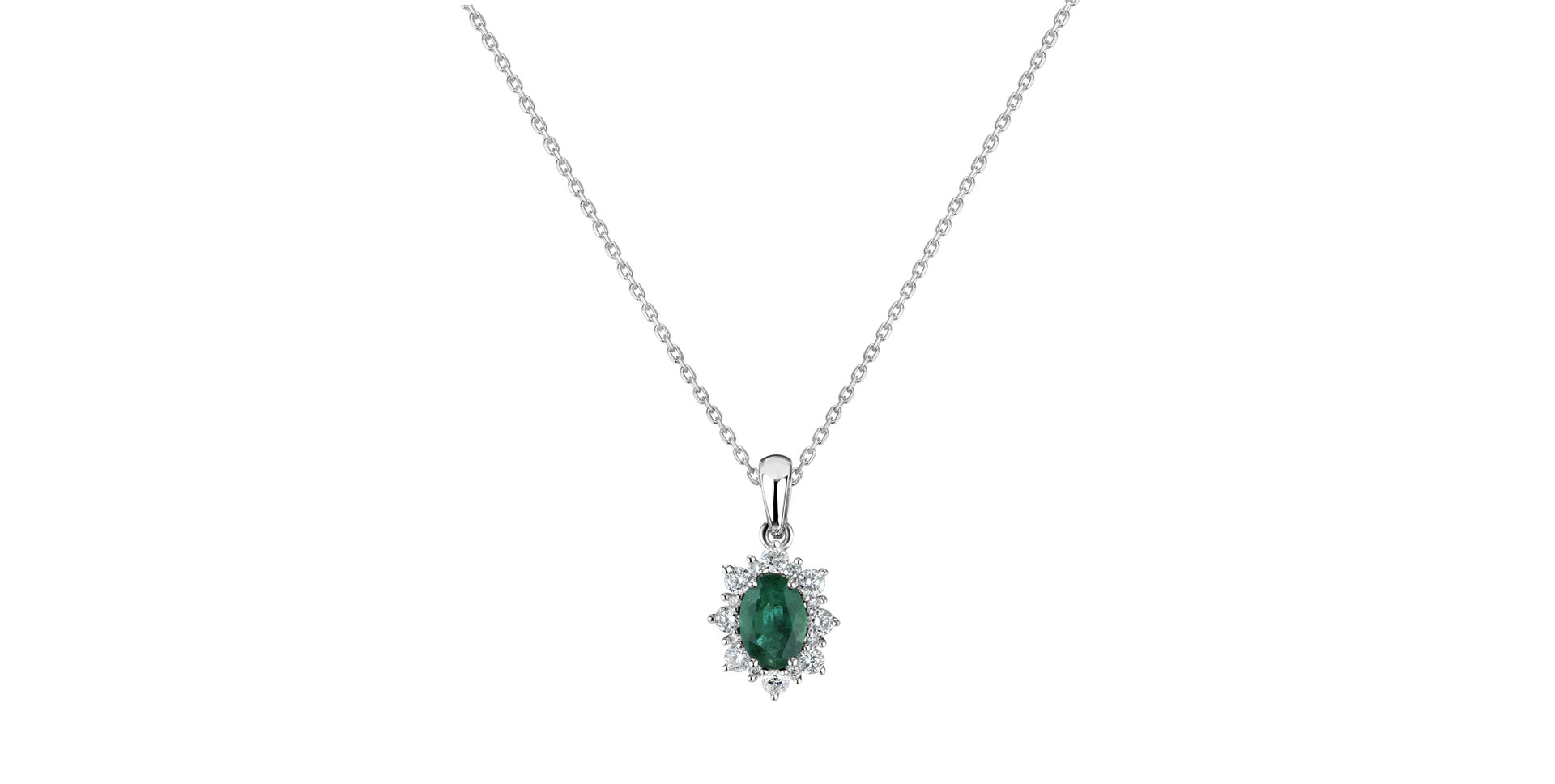 Diamond pendant with Emerald Royal Aurora