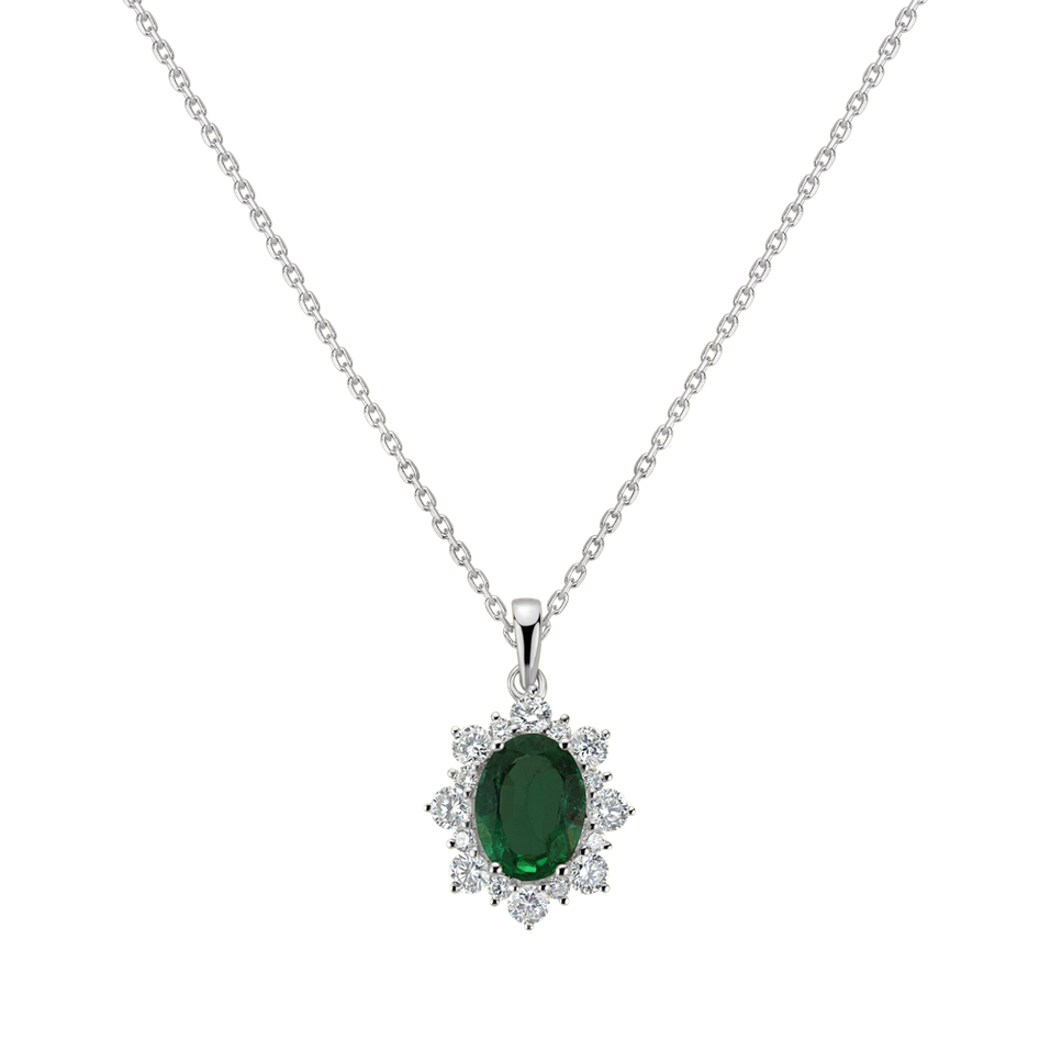 Diamond pendant with Emerald Royal Aurora