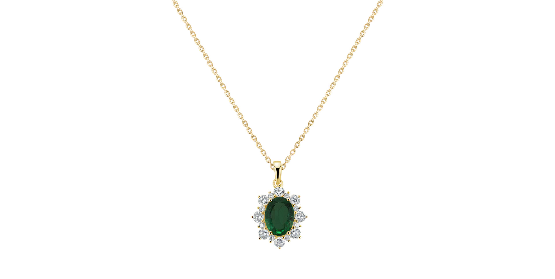 Diamond pendant with Emerald Royal Aurora