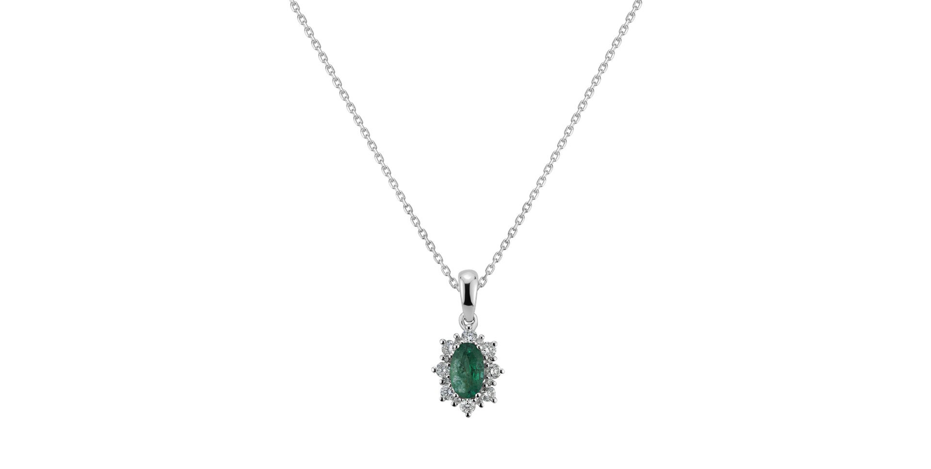 Diamond pendant with Emerald Royal Aurora