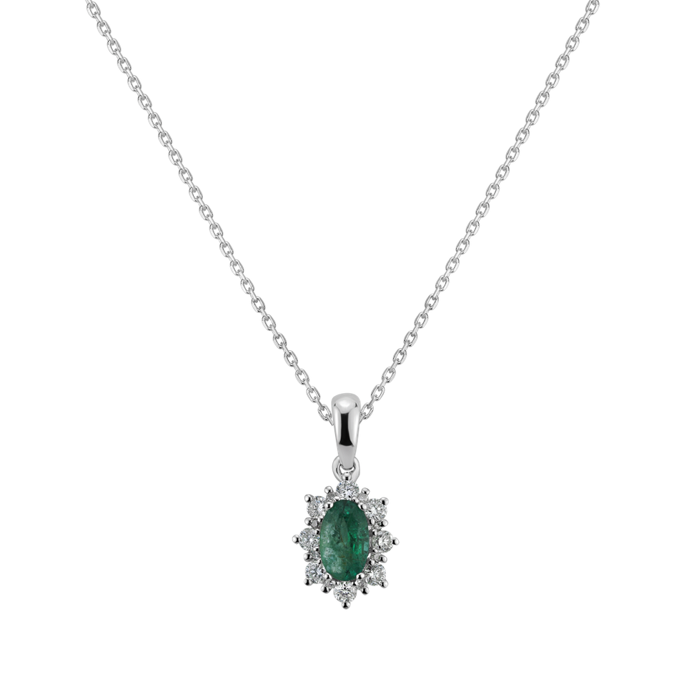 Diamond pendant with Emerald Royal Aurora