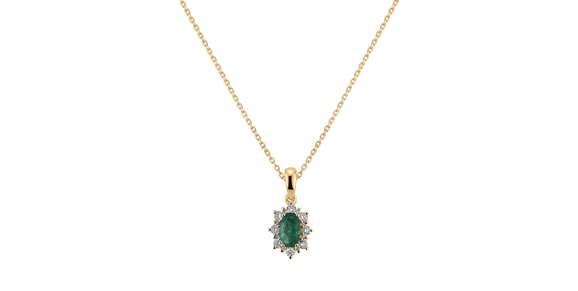 Diamond pendant with Emerald Royal Aurora