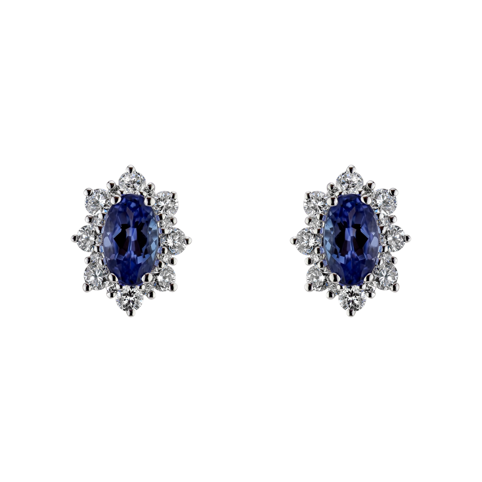 Diamond earrings with Tanzanite Mary Magdalene