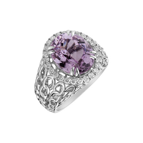 Diamond ring with Kunzite Windy Storm