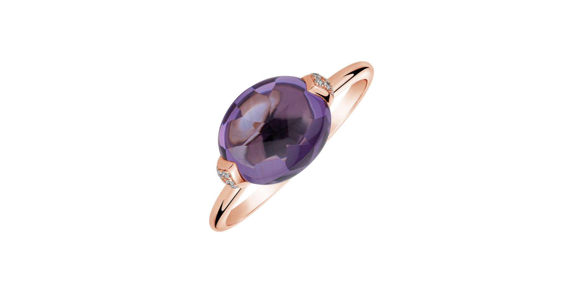 Diamond rings with Amethyst Lilas Petal