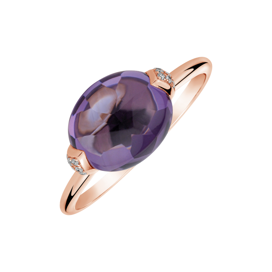 Diamond rings with Amethyst Lilas Petal