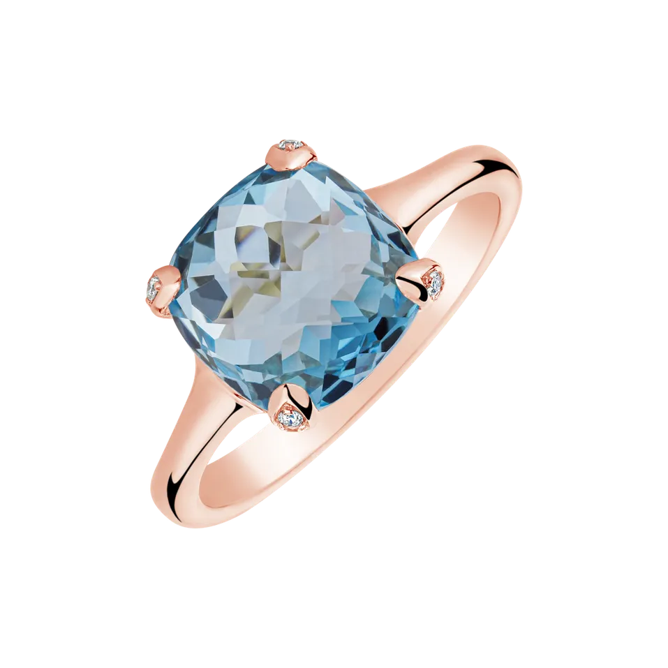 Diamond ring with Topaz Aubrey