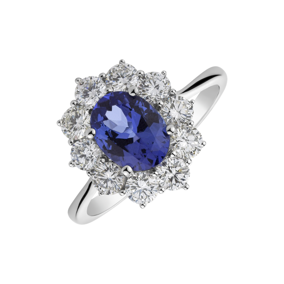 Diamond ring with Tanzanite Princess Joy