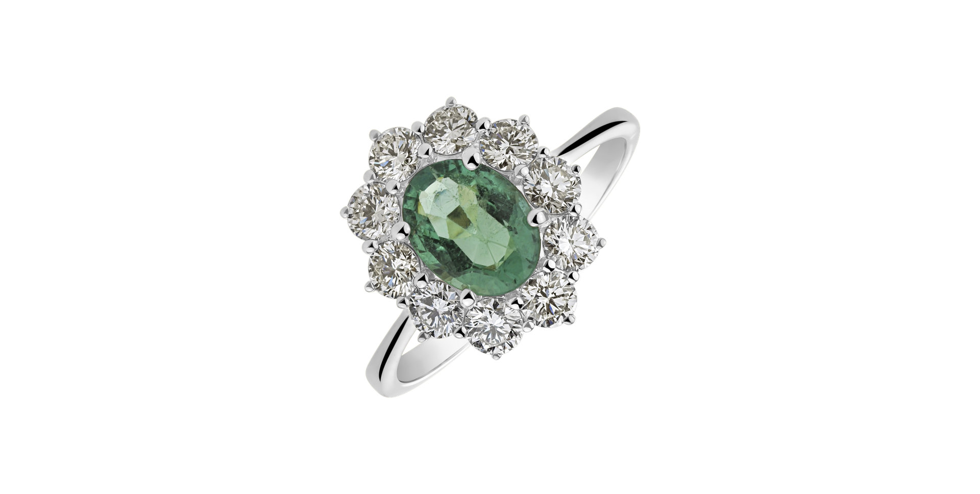Diamond ring with Emerald Princess Joy