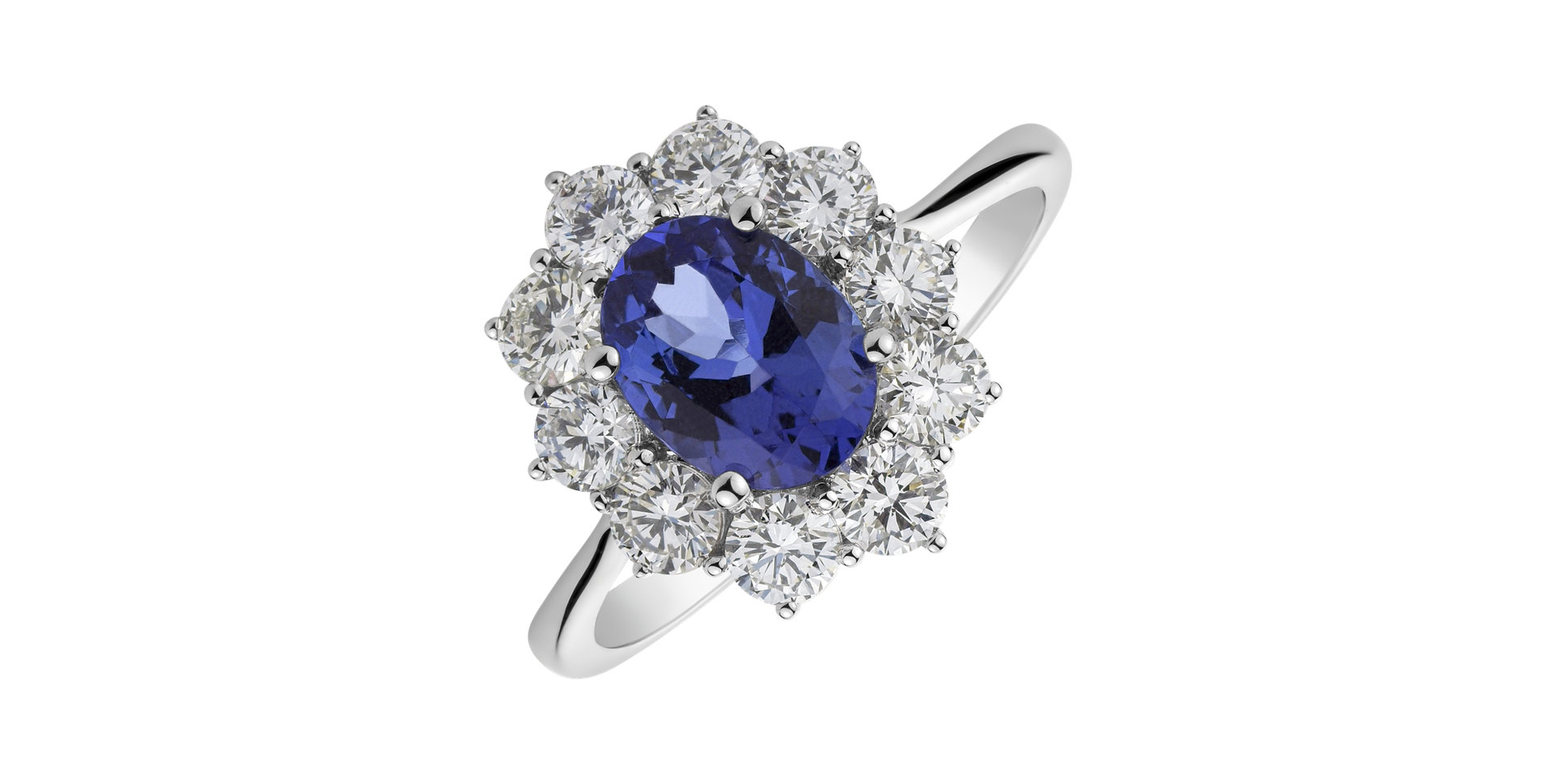 Diamond ring with Tanzanite Princess