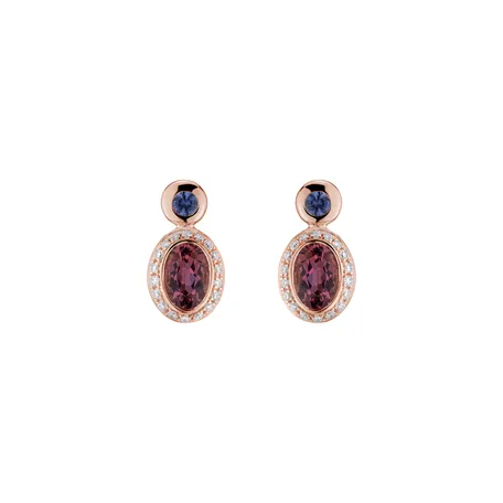 Diamond earrings with Tourmalíne and Sapphire Lèpre