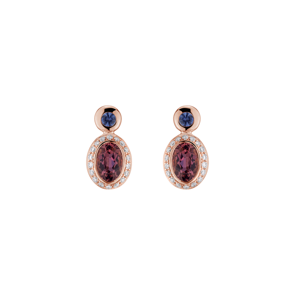 Diamond earrings with Tourmalíne and Sapphire Lèpre