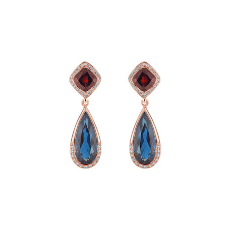 Diamond earrings, Garnet and Topaz Déchu