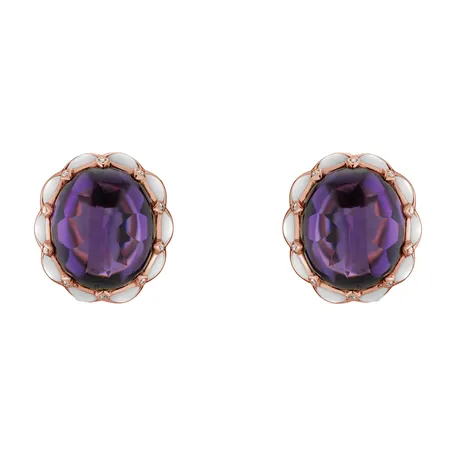 Diamond earrings with Amethyst and Mother of Pearl Primavera Gift