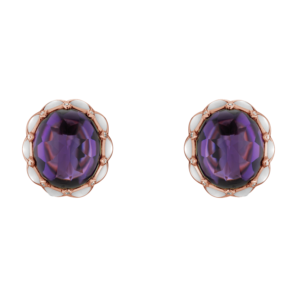 Diamond earrings with Amethyst and Mother of Pearl Primavera Gift