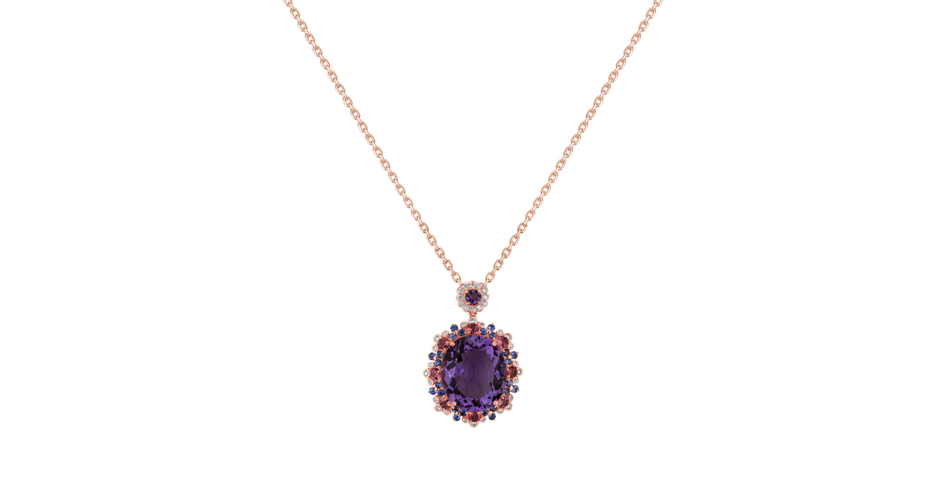Diamond necklace with Amethyst, Sapphire and Tourmalíne Memories