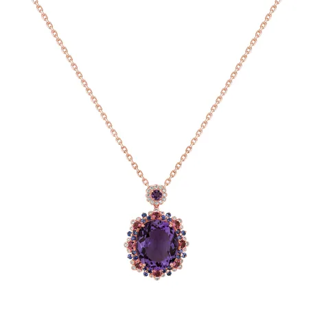 Diamond necklace with Amethyst, Sapphire and Tourmalíne Memories