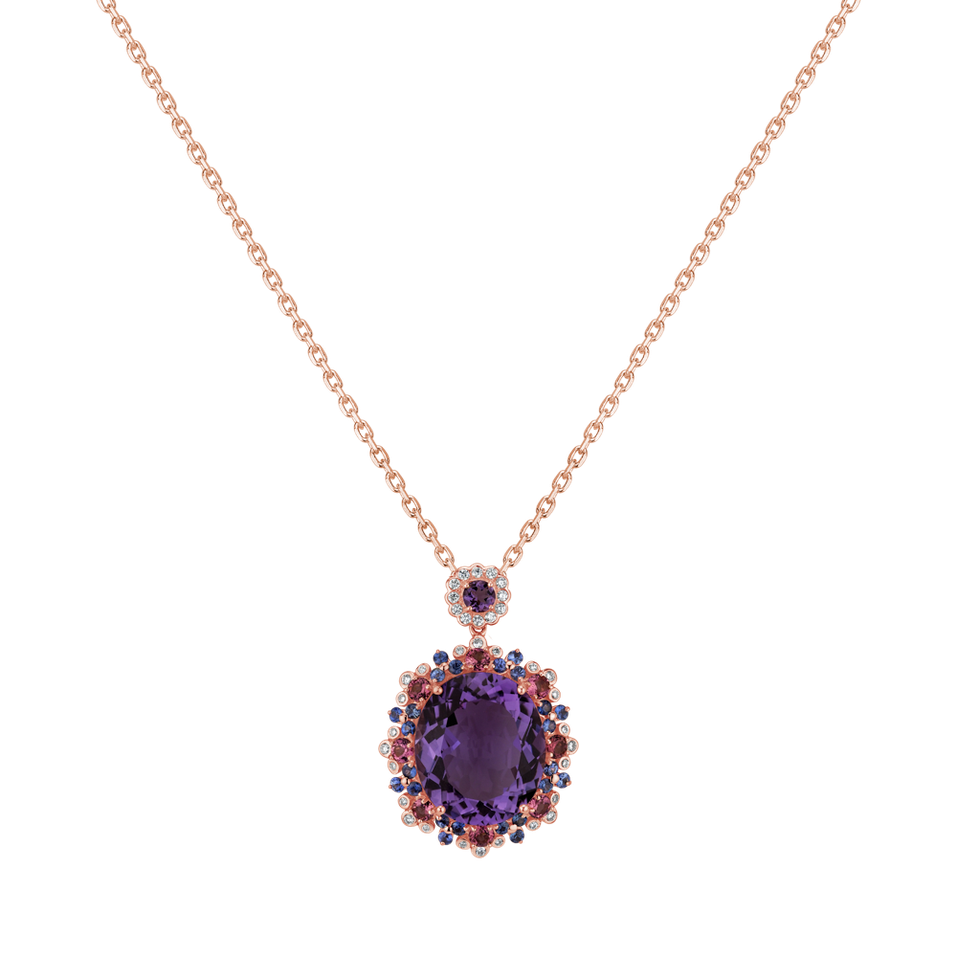 Diamond necklace with Amethyst, Sapphire and Tourmalíne Memories