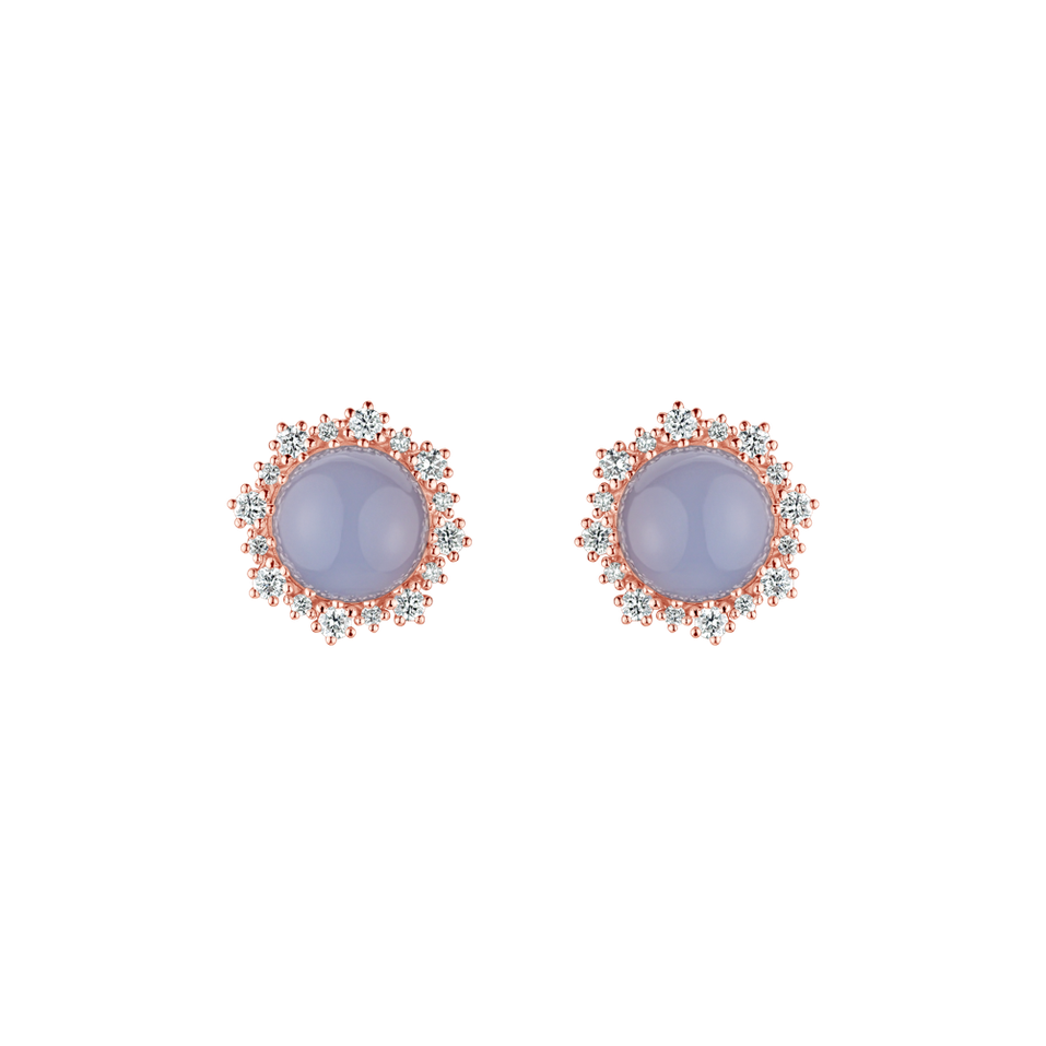 Diamond earrings with Chalcedony Lady Francesca