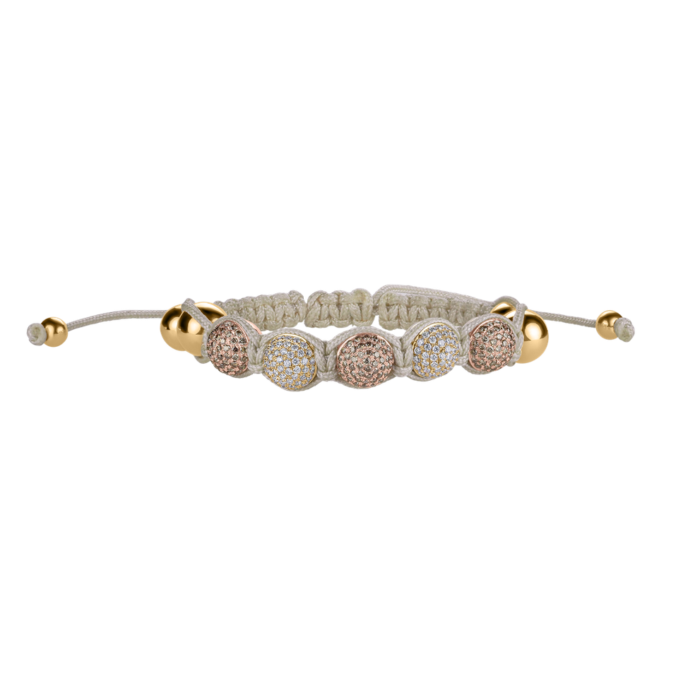 Bracelet with brown and white diamonds Shamballa