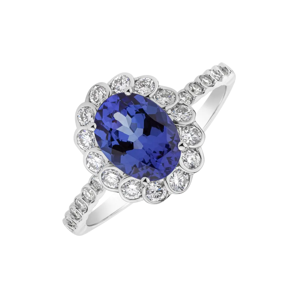 Diamond ring with Tanzanite Princess Glamour