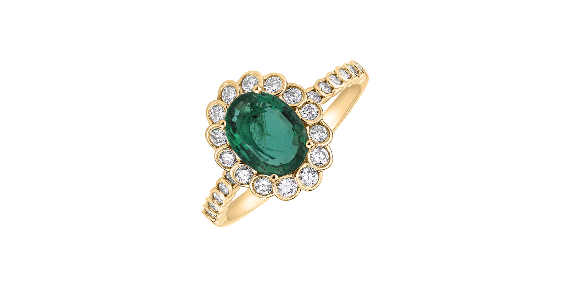 Diamond ring with Emerald Princess Glamour