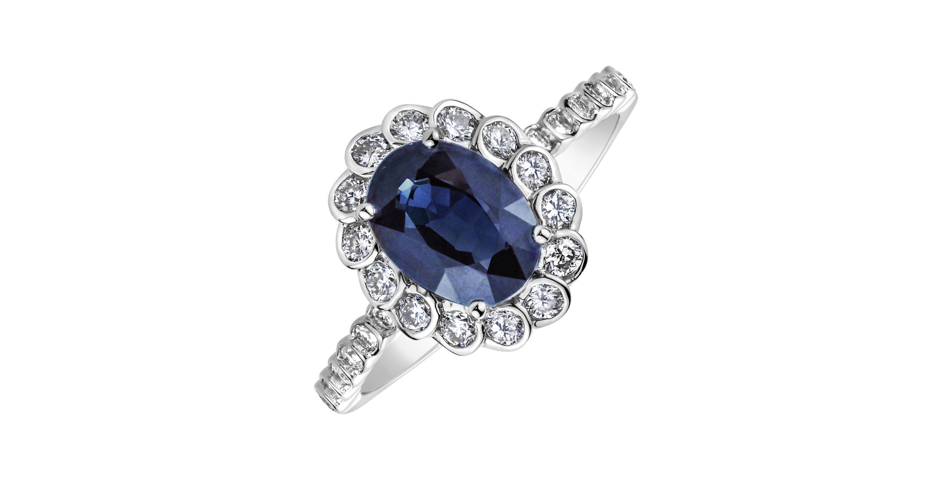 Diamond ring with Sapphire Glamour Princess