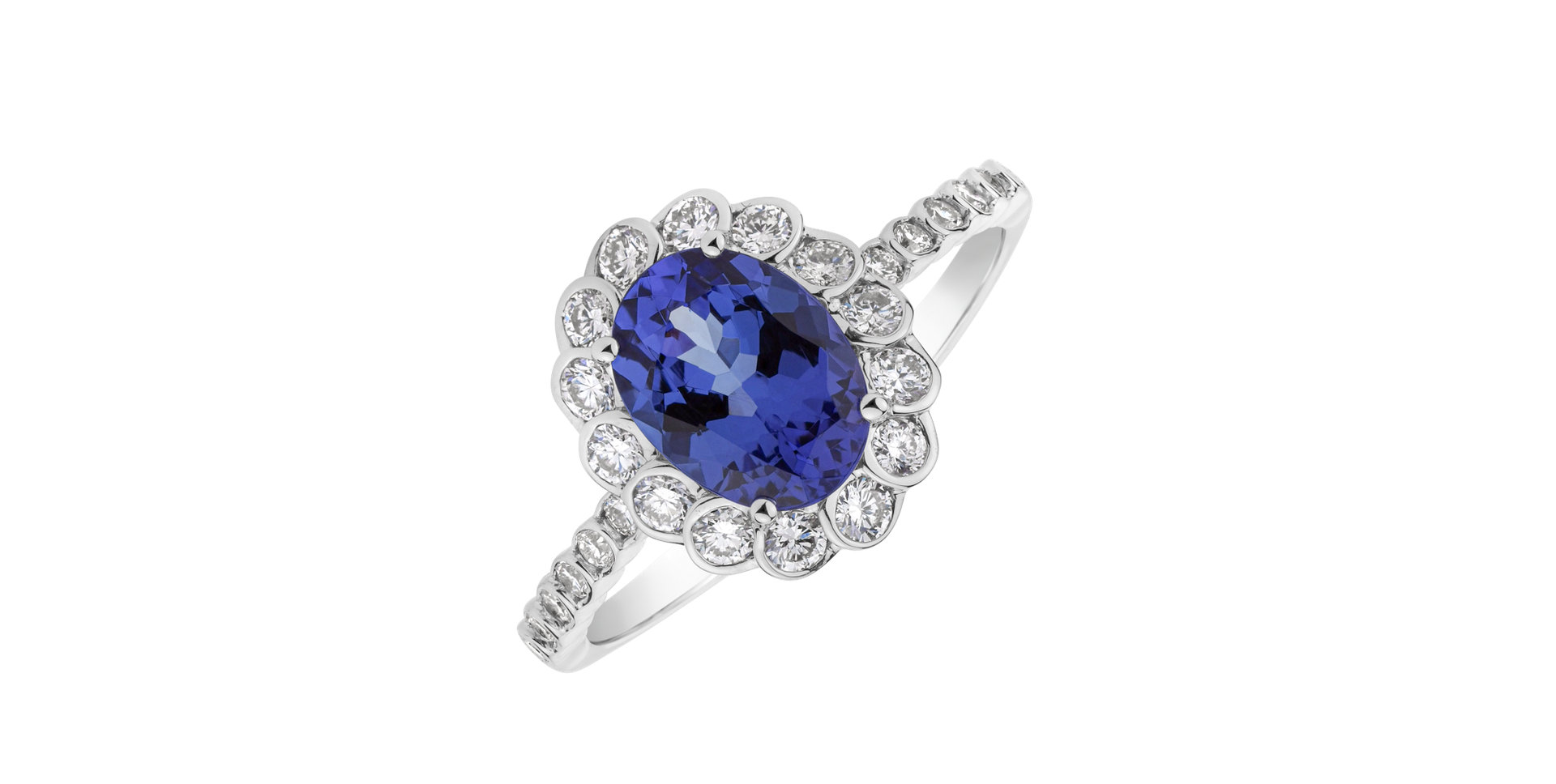 Diamond ring with Tanzanite Glamour Princess