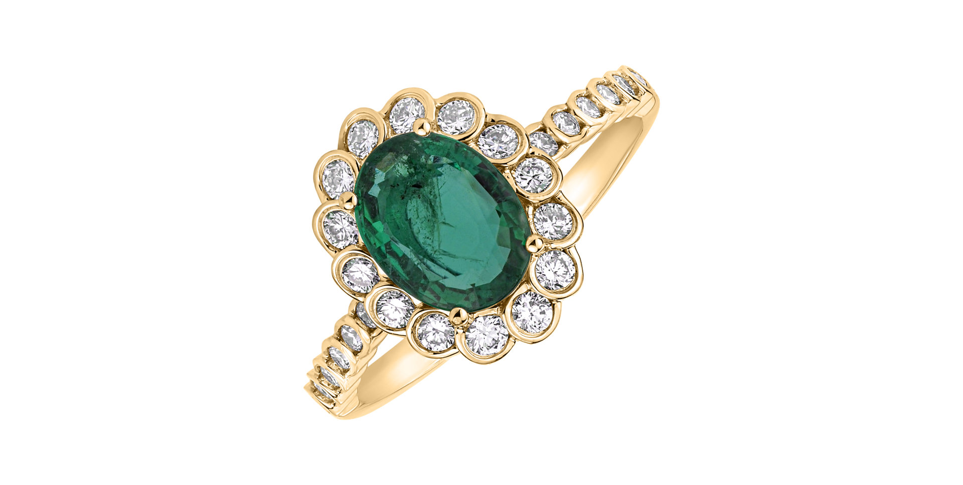Diamond ring with Emerald Princess