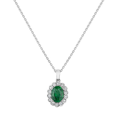 Diamond pendant with Emerald Glamour Princess