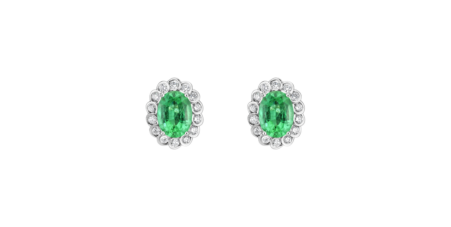 Diamond earrings with Emerald Glamour Princess