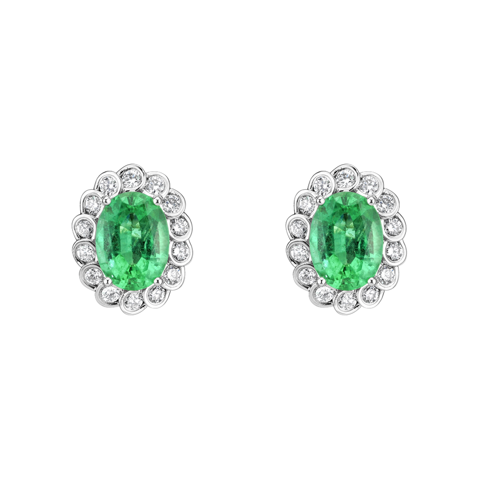 Diamond earrings with Emerald Glamour Princess