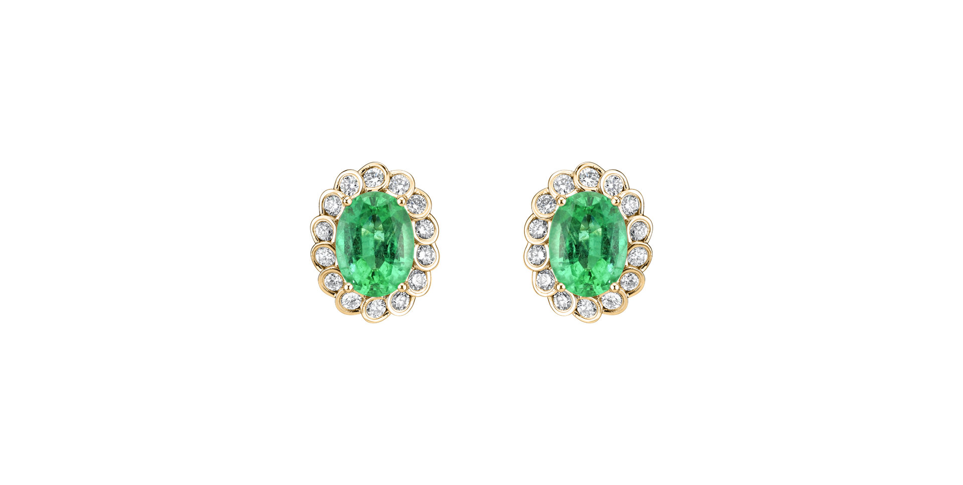 Diamond earrings with Emerald Glamour Princess
