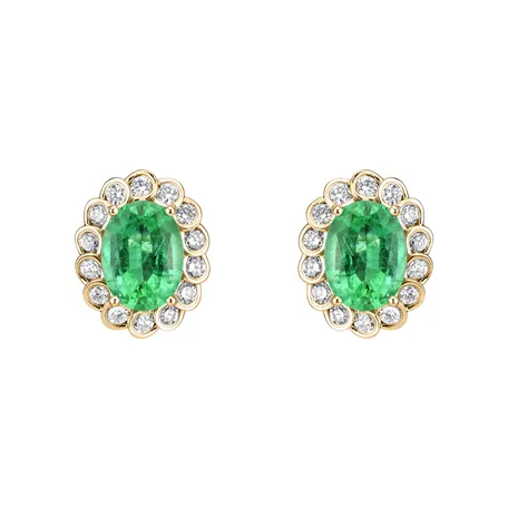 Diamond earrings with Emerald Glamour Princess