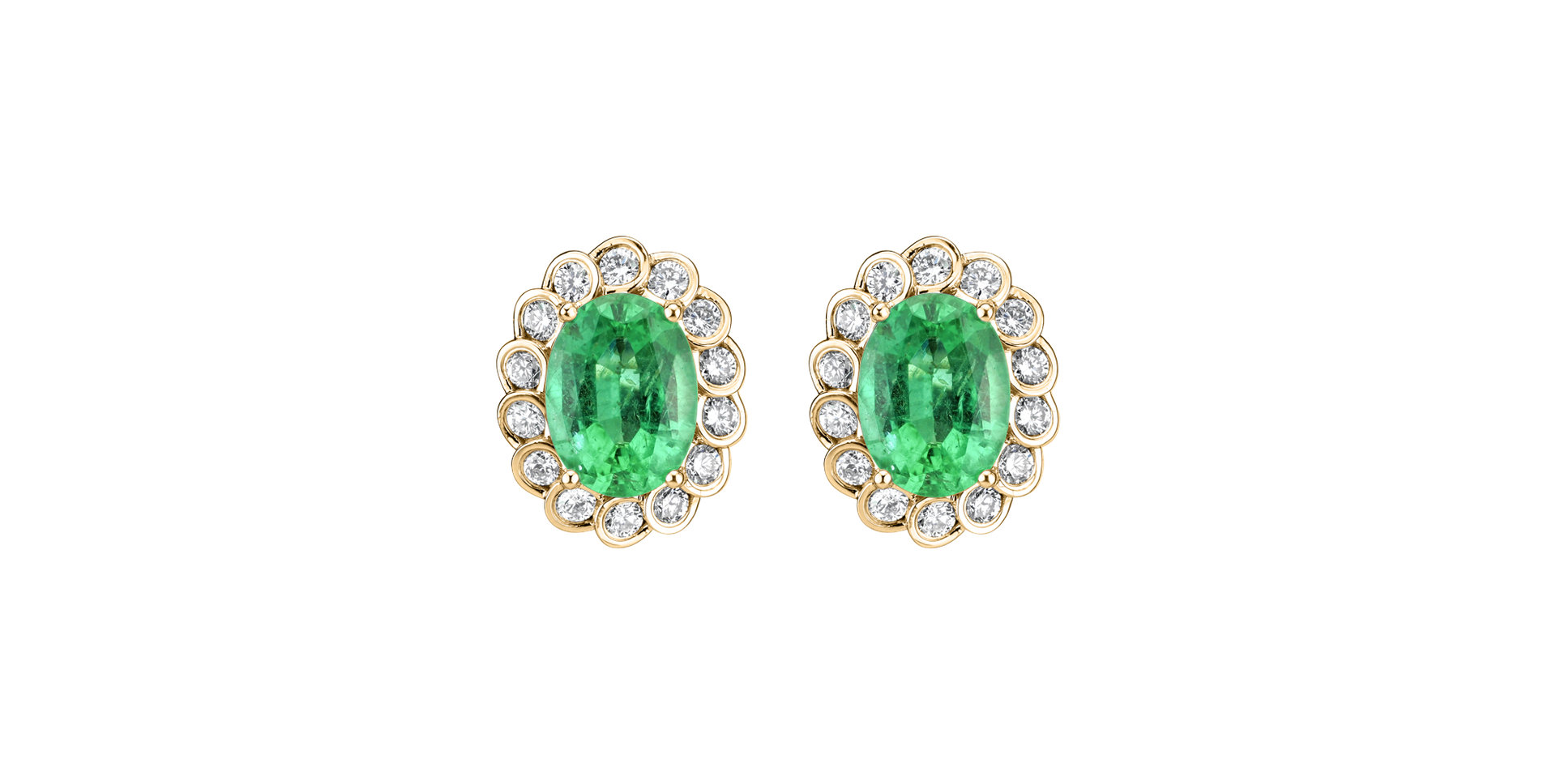 Diamond earrings with Emerald Princess