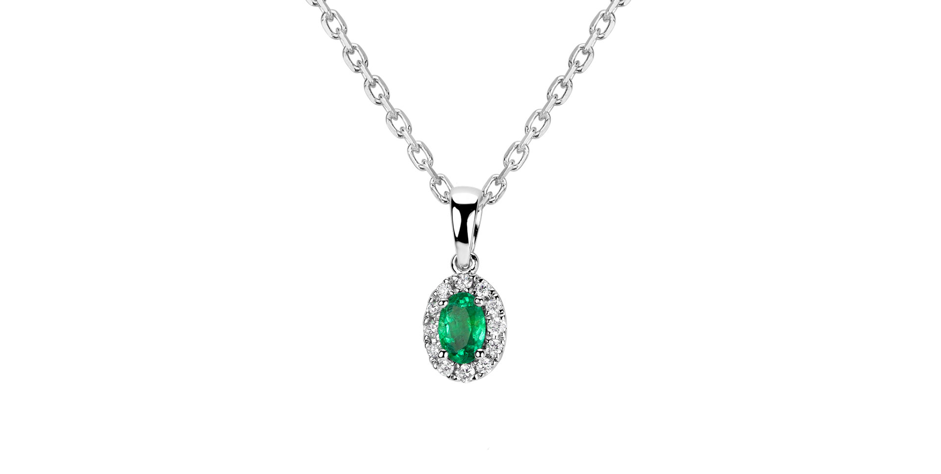 Diamond pendant with Emerald Princess