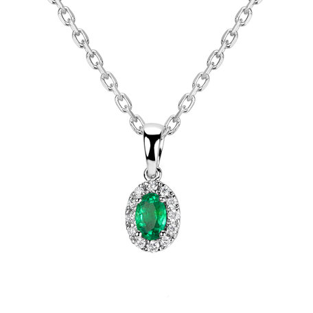 Diamond pendant with Emerald Princess